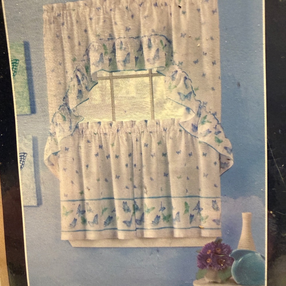 Saturday Knight Mariposa Butterfly Tier Swag Curtain Set 58x24 NEW Cottagecorei - Picture 8 of 8